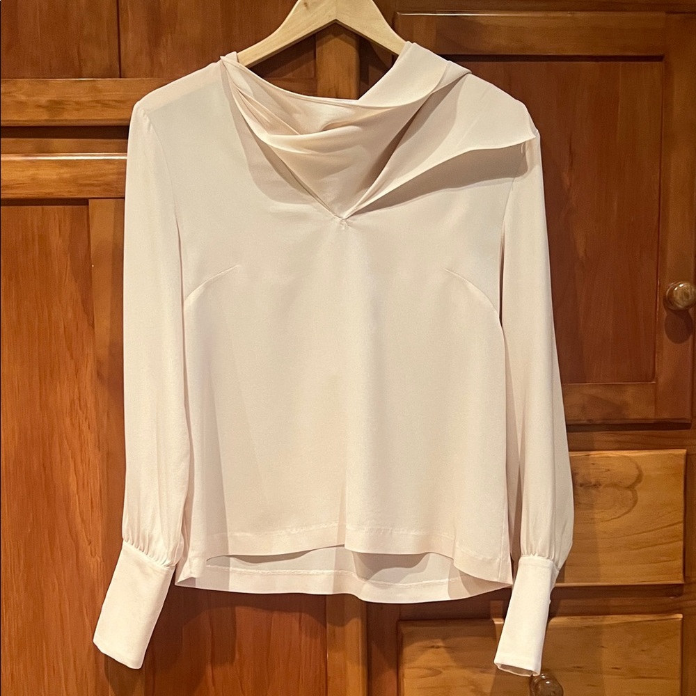 Intermix Blush Silk Women's V-neck Blouse - Picture 6 of 6